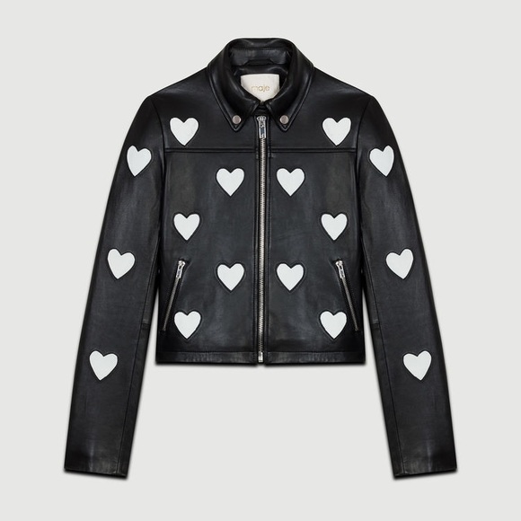 Maje Jackets & Blazers - NWT Maje cropped leather jacket w/ hearts- Paris